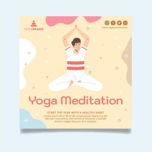 Yoga meditation squared flyer template