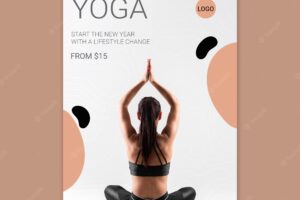 Yoga poster with woman meditating