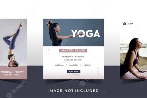 Yoga social media post design banner template