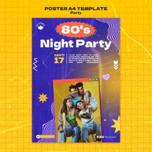 80s party vertical poster template