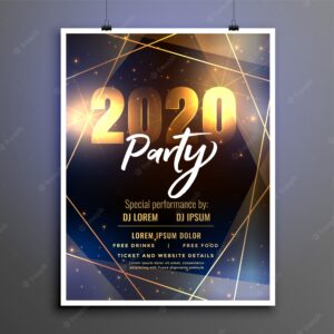 Beautiful 2020 happy new year party poster flyer template