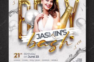 Birthday bash party flyer template and social media banner