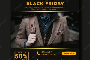 Black friday business offer template. minimalistic design for social media, ads, promo posters.