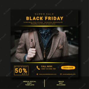 Black friday business offer template. minimalistic design for social media, ads, promo posters.