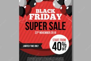 Black friday sales flyer template with balloons