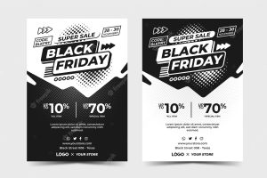 Black friday super sale black and white flyer template