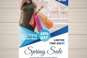 Blue cover template for spring sales