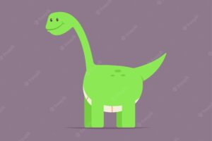 Brontosaurus dinosaur cute cartoon baby character.   prehistoric animal isolated on background.