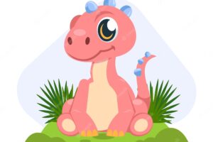 Cartoon adorable baby dinosaur