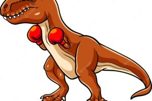 Cartoon dinosaur a boxing player