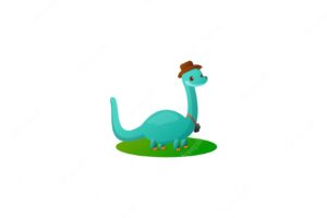 Cartoon dinosaur logo vector icon illustration