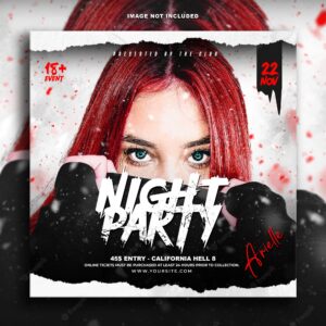 Club party flyer social media post and web banner template