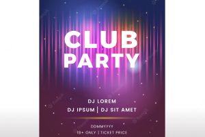 Club party poster with neon style