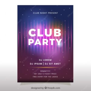 Club party poster with neon style