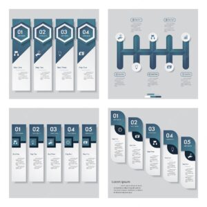 Collection of 4 blue color design template