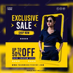 Creative concept exclusive fashion sale and social media post template
