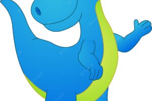 Cute blue dinosaur cartoon posing