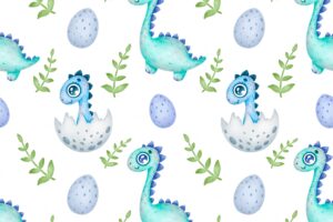 Cute cartoon dinosaurs seamless pattern
