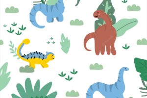 Cute dino for baby fabric pattern free vector