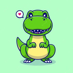 Cute dinosaur standing cartoon vector icon illustration. animal nature icon concept isolated premium