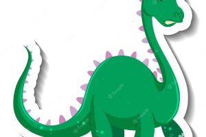 Cute green dinosaur cartoon character sticker