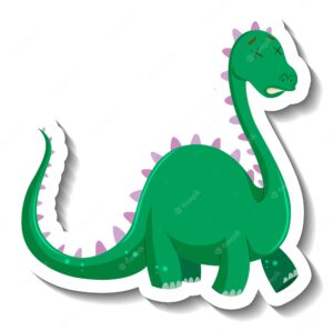 Cute green dinosaur cartoon character sticker