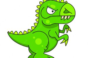 Cute green dinosaur isolated on white background