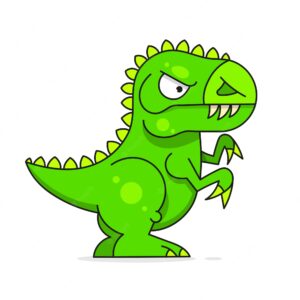 Cute green dinosaur isolated on white background