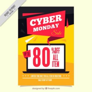 Cyber monday brochure with a laptop