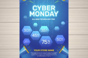 Cyber monday flyer template with flat design