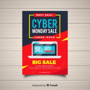 Cyber monday flyer template with flat design