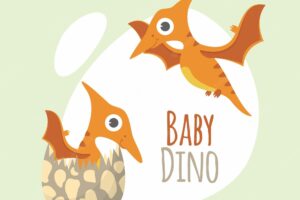 Detailed flat design baby dinosaur