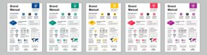 Din a business brand manual templates set company identity brochure page with infographic
