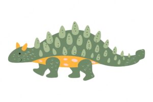 Dinosaur ankylosaurus cartoon illustration. an isolated object on a white background. an animal of the jurassic period similar to a dragon.