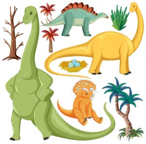 Dinosaur and nature elements vector collection