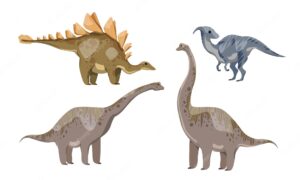 Dinosaur set huge prehistoric animals vector illustration