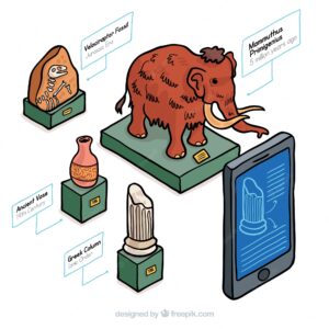 Dinosaurs information with isometric view