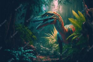 Fantasy in dinosaur or predator in the deep jungle scenery