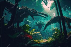 Fantasy in dinosaur or predator in the deep jungle scenery
