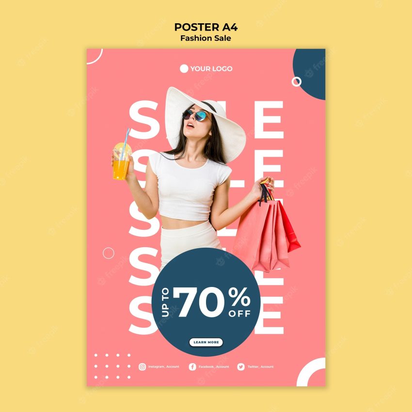 Fashion sale poster template concept