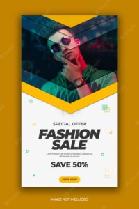 Fashion sale social media instagram stories banner template premium psd