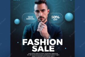 Fashion sale square banner social media template