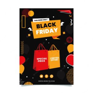 Flat black friday vertical poster template