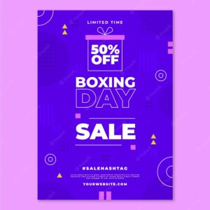 Flat boxing day sale vertical poster template