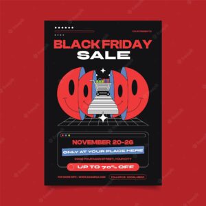 Flat design black friday sale vertical poster template