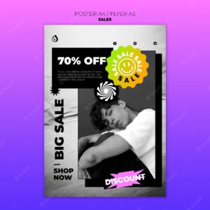 Flat design of sale poster or flyer template