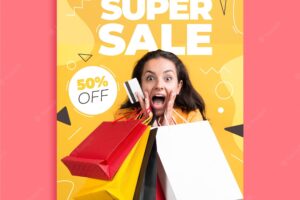 Flat design sale poster with photo