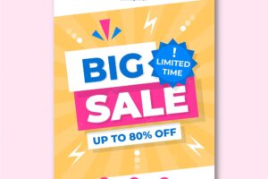 Flat vertical sale poster template