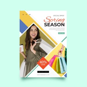 Flyer template with image spring sale