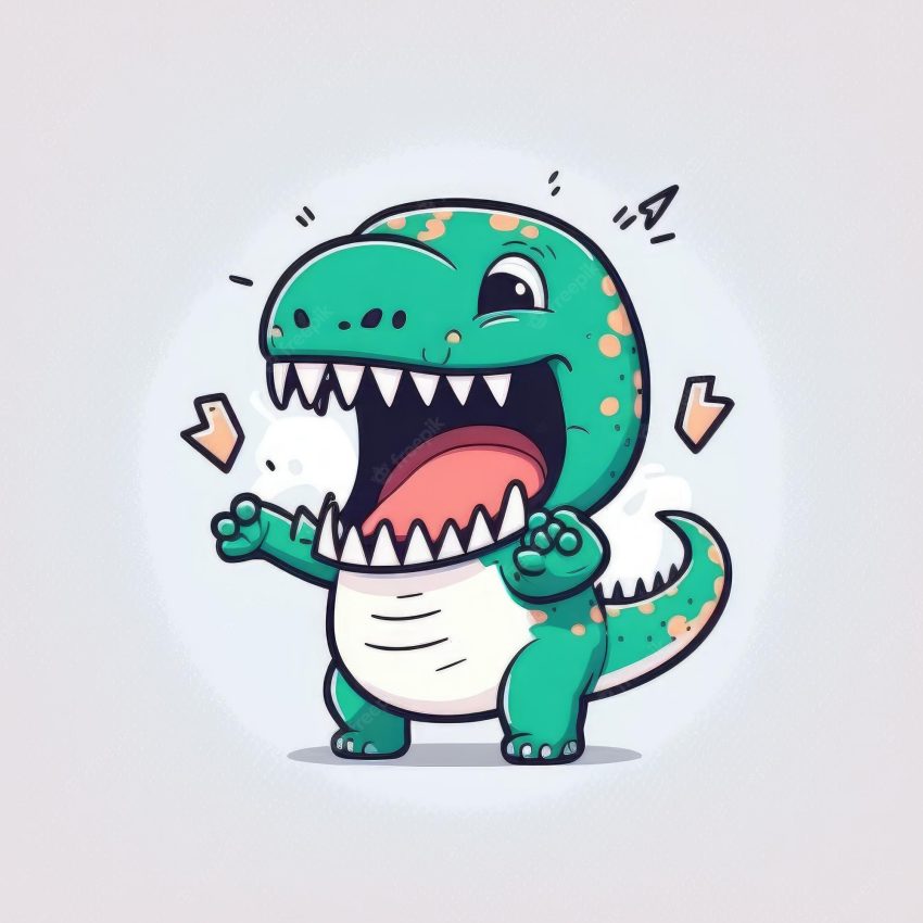 Funny tyrannosaurus rex dinosaur cartoon character